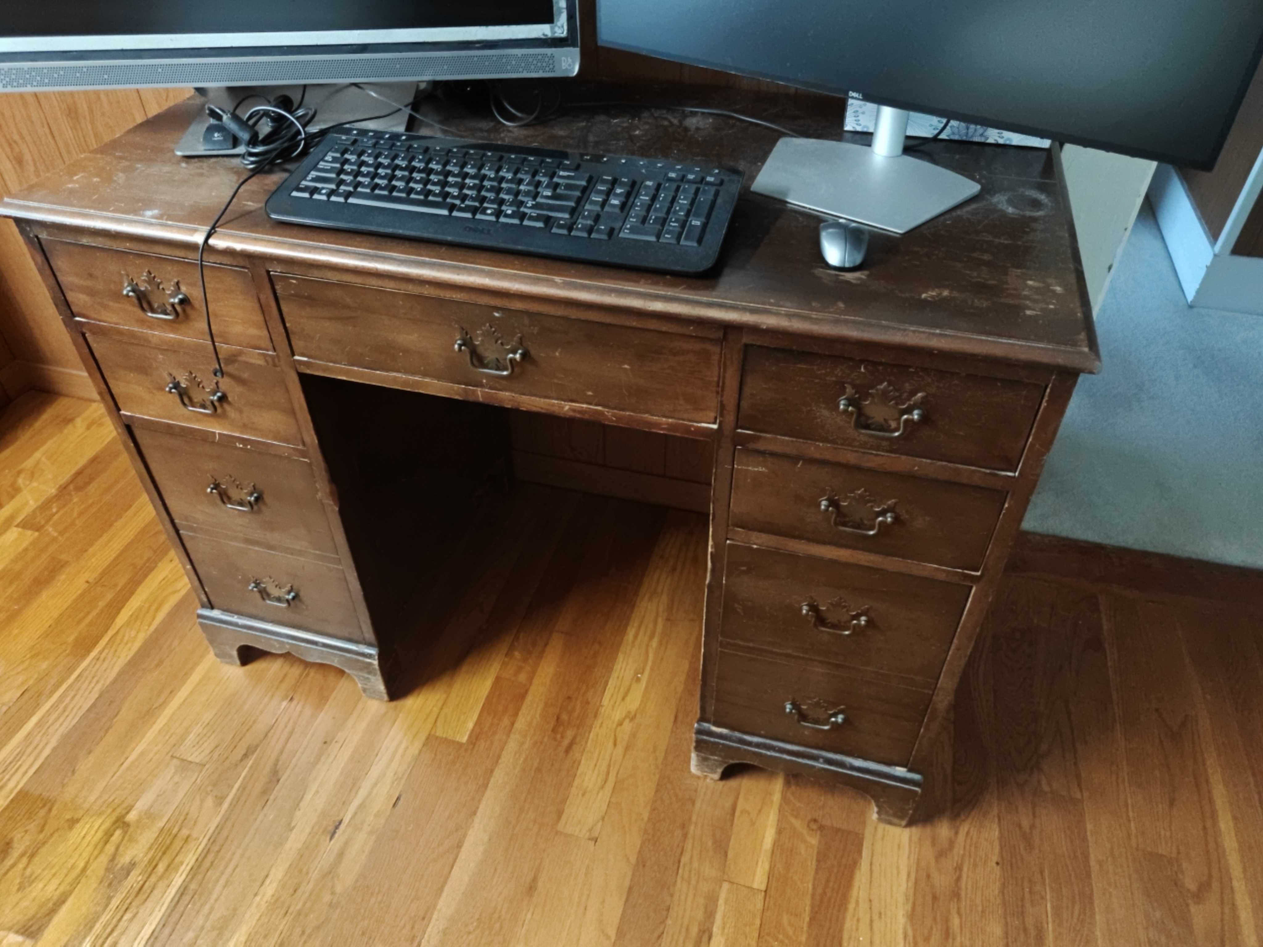 Vintage Wooden Kneehole Desk
